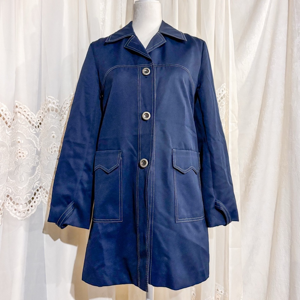 Debbie Leigh Vintage Navy Tailored Coat Size 11/12 – Mod 70s Made in Hong Kong